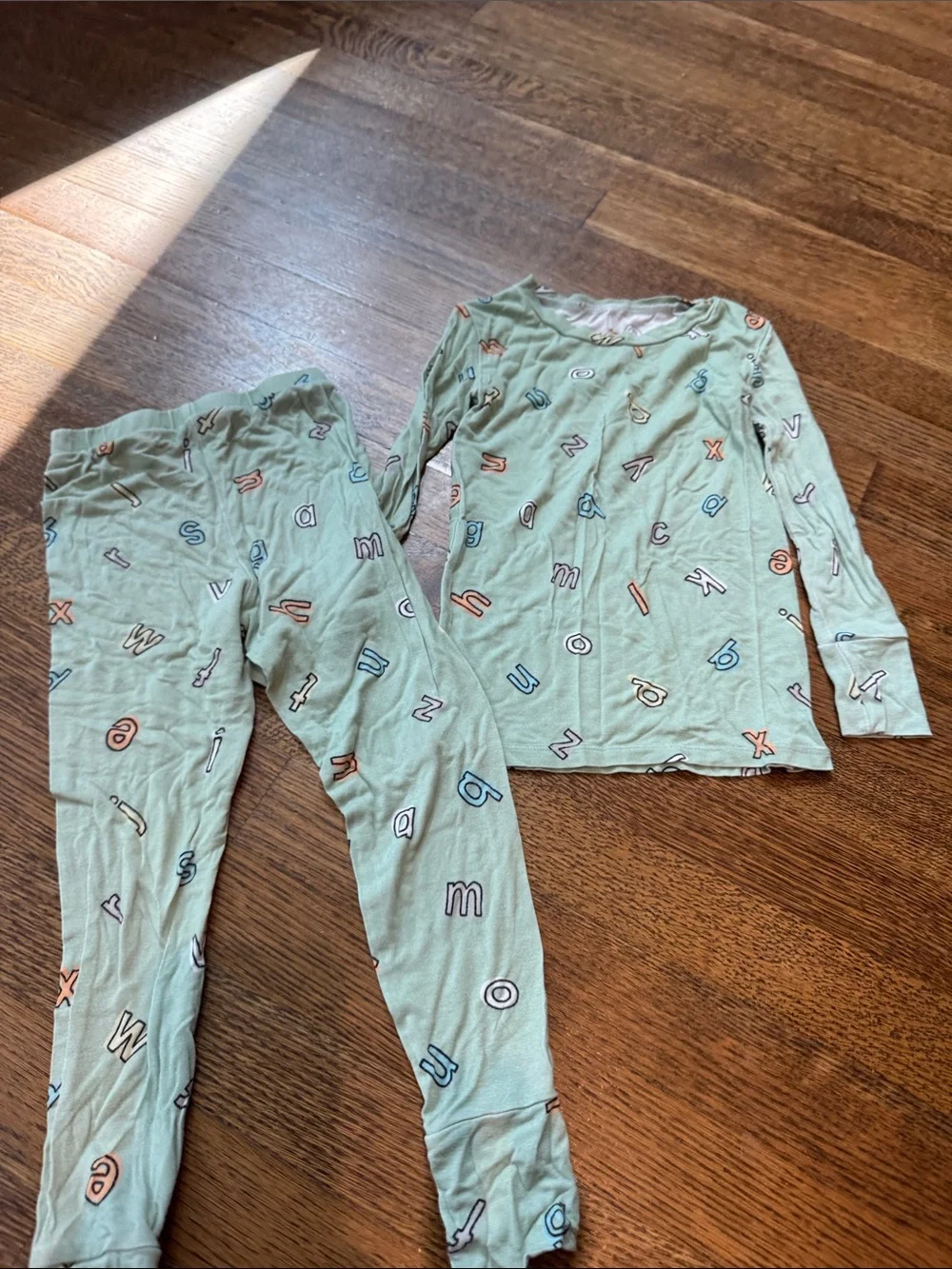 Children's Green Alphabet Print Pajama Set
